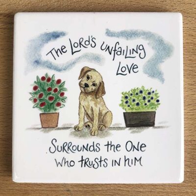 Unfailing Love Dog Design Coaster
