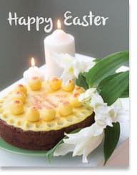 Simnel cake and lily Easter Card