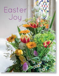Flowers by church window Easter Card