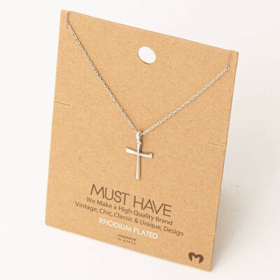 Dainty Cross Pendant Necklace- Silver