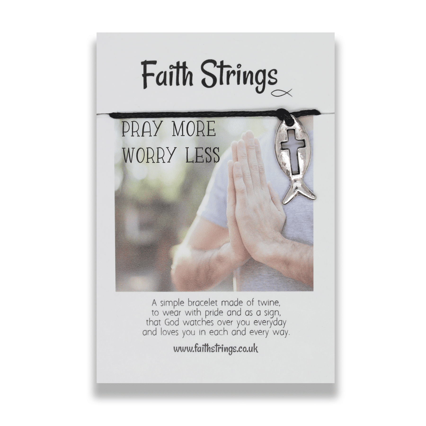 Pray More, Worry Less Faith String Bracelet