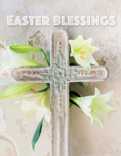 Carved cross with lilies