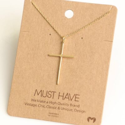 Thin Cross Necklace- Gold
