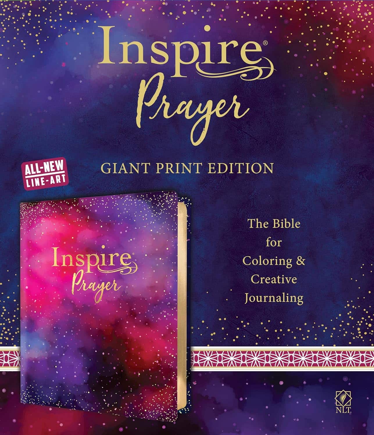 NLT Inspire PRAYER Bible Giant Print (LeatherLike, Purple)