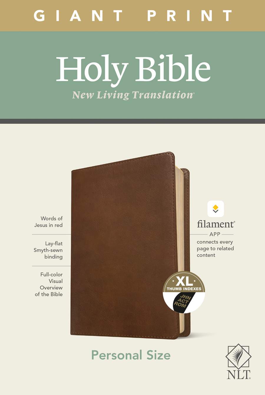 NLT Personal Size Giant Print Bible, Filament Edition, Brown