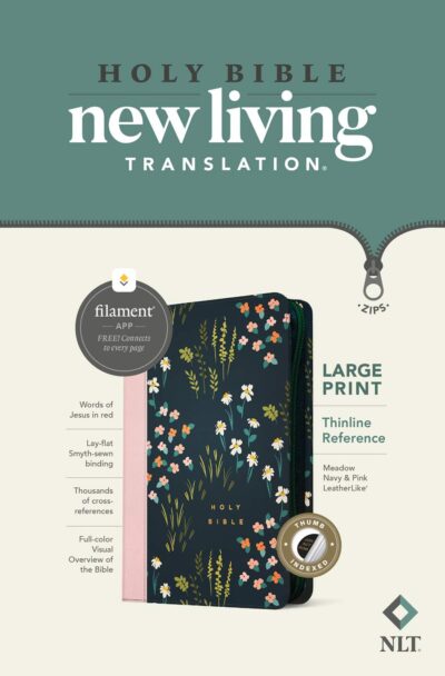 NLT Large Print Thinline Reference Zipper Bible, Filament