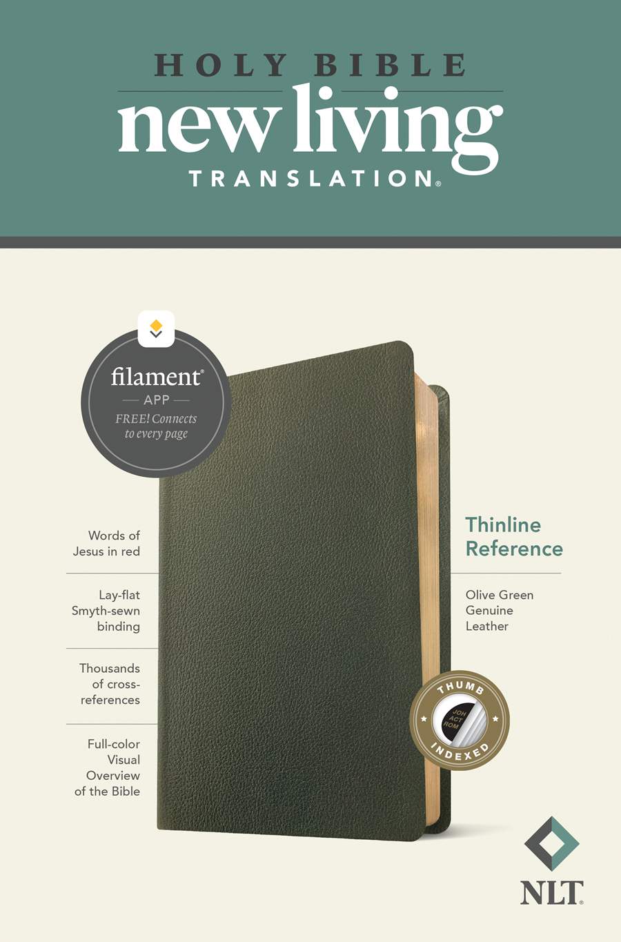 NLT Thinline Reference Bible, Filament Edition, Green