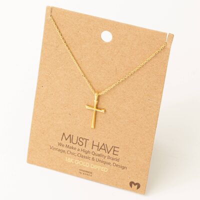 Dainty Cross Pendant Necklace- Gold
