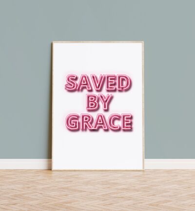 Saved by Grace neon effect modern Christian poster