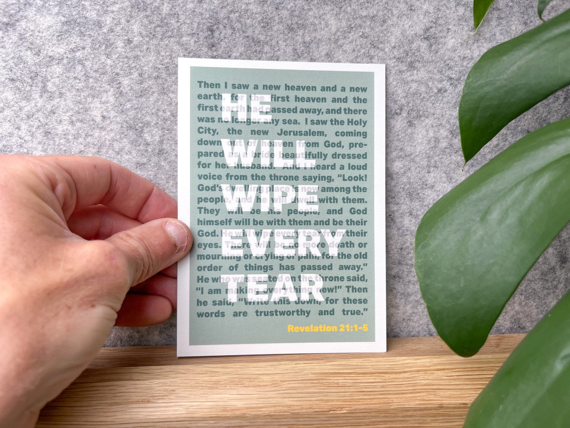 Postcard - Revelation 21, He will wipe every tear