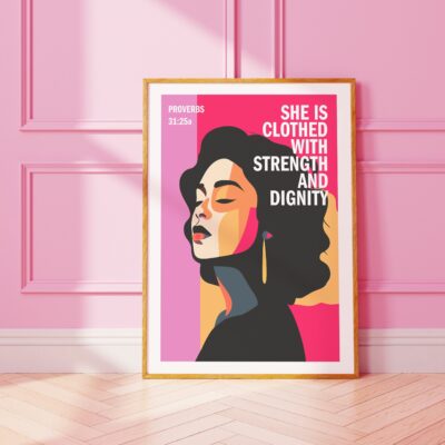 Proverbs 31 Christian poster. PINK EDITION.